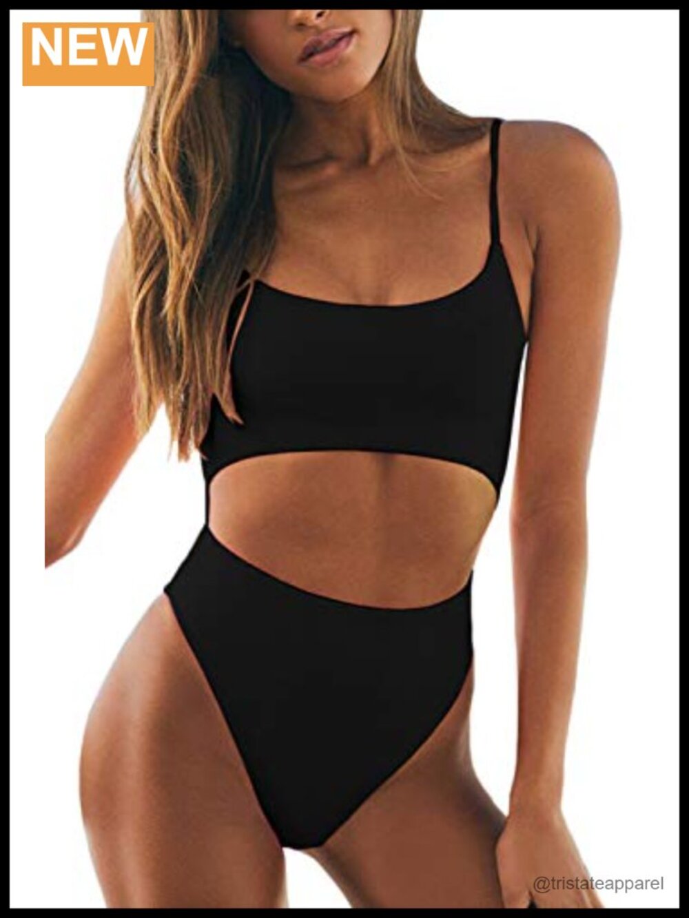 Meyeeka Scoop Neck Cut Out Lace Up Back High Cut One Piece Swimsuit Small